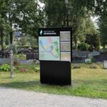 Pylon karttaopaste ja kolme slim-opastetta, Nurmijärven seurakunta